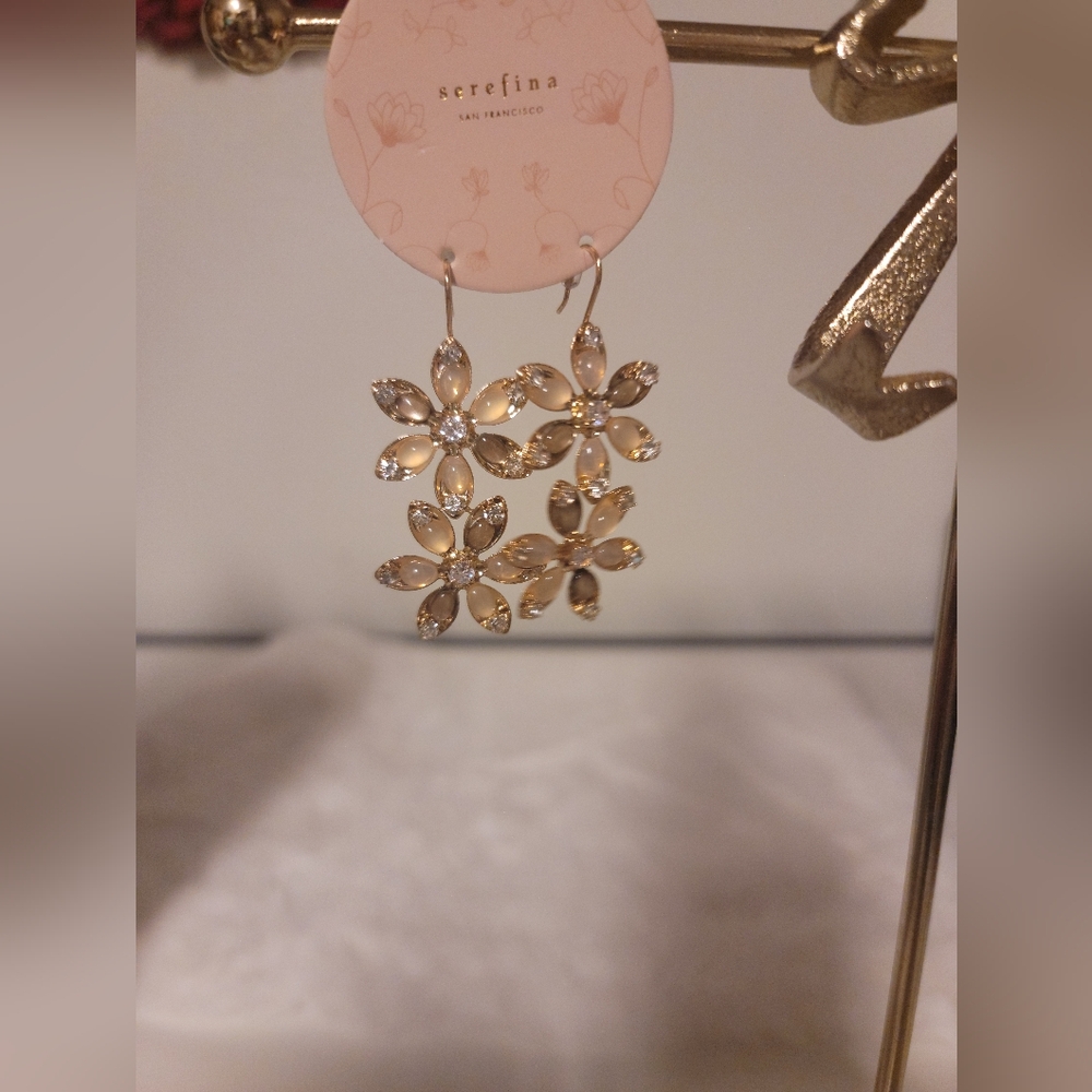 Serefina Gold Floral Dangle Earrings